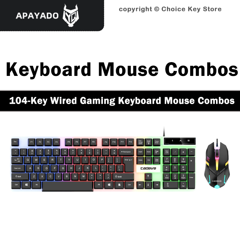 Gaming Keyboard Mouse Set - APAYADO LDK9122 Wired Gaming Keyboard Mouse