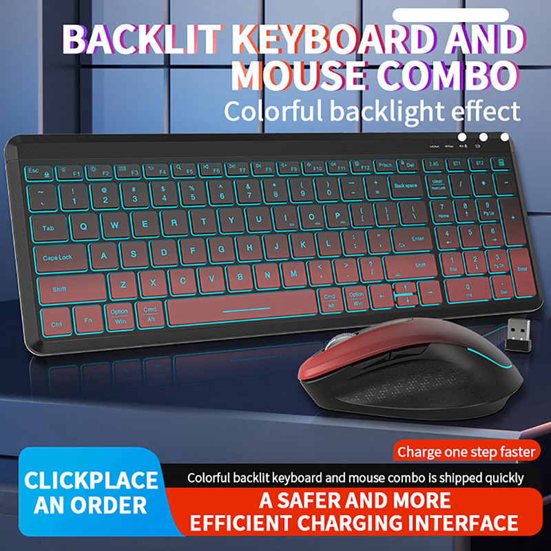 RGB Backlit Silent Wireless Ke - đánh giá và giá Gaming Keyboard And Mouse Combo Wireless