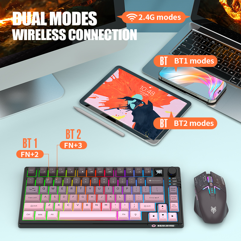 Dual-Mode 2.4G Bluetooth Wirel - đánh giá và giá Gaming Keyboard And Mouse Combo Wireless