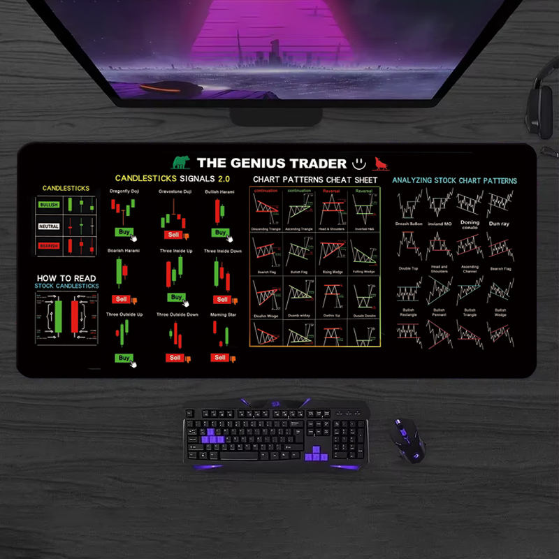 EXCO Stock Market Trader Leath - đánh giá và giá Gaming Keyboard And Mouse Pad