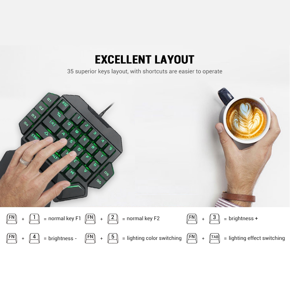 Blacklight Keyboard Onehanded  - đánh giá và giá Gaming Keyboard Half