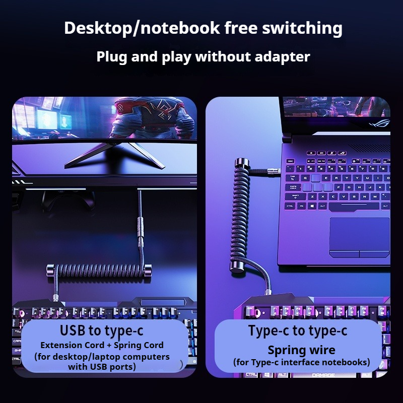 Eary 1.2m Coiled Keyboard Cabl - đánh giá và giá Gaming Keyboard Type C