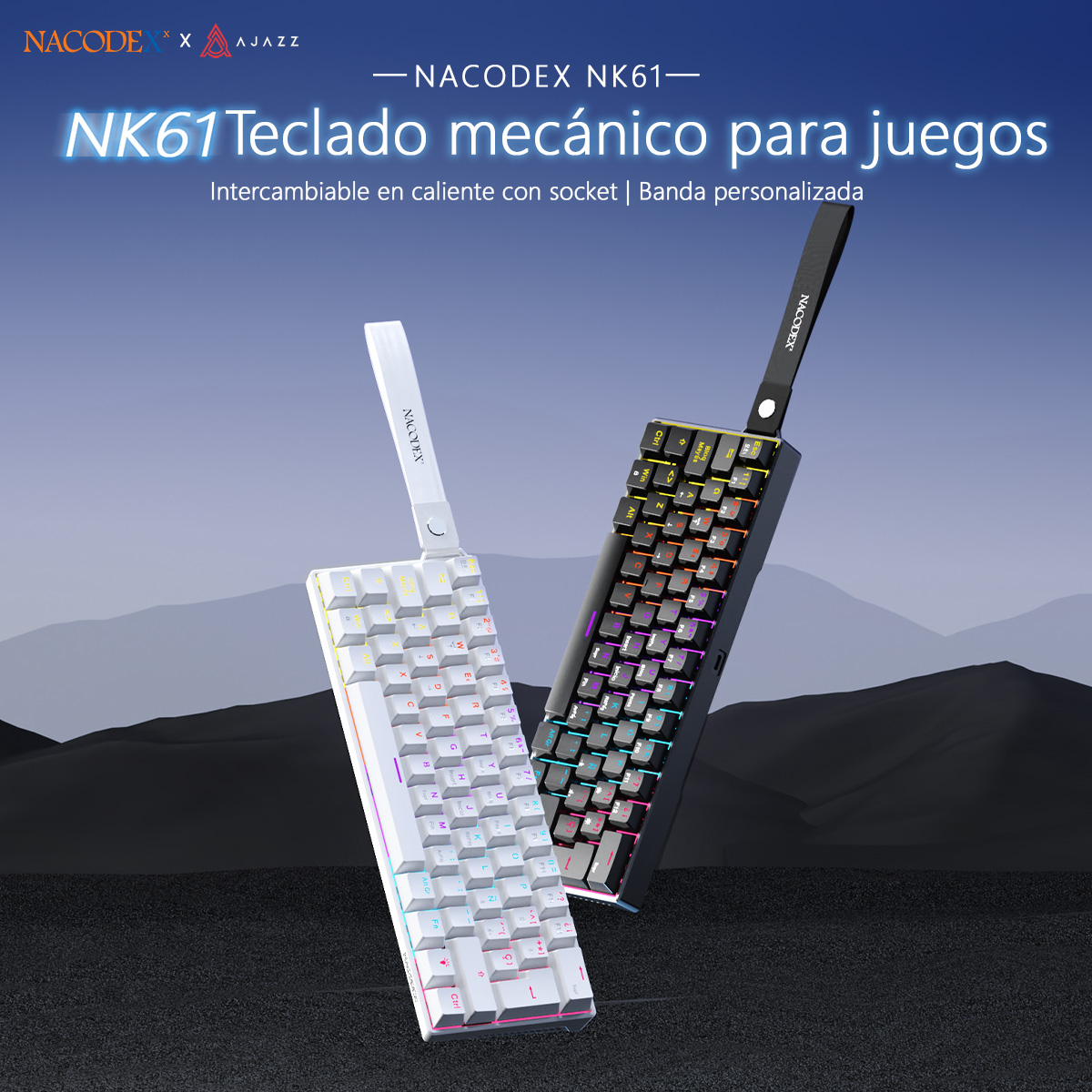 AJAZZ NK61 Spanish Layout Wire - đánh giá và giá Gaming Keyboard Thocky