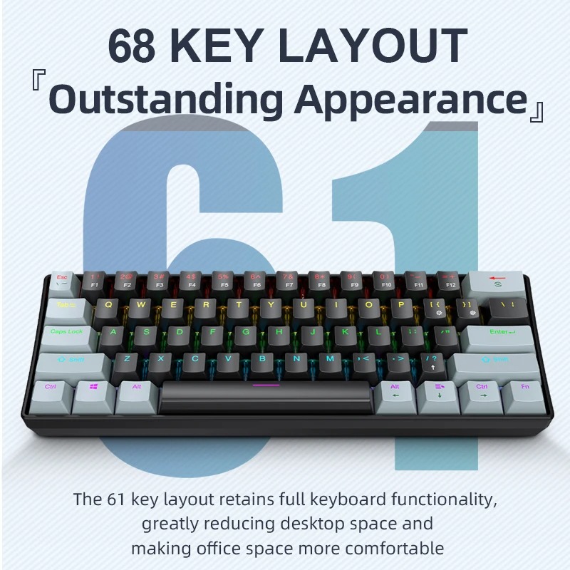K61 Teclado Mecânico Com Fio P - đánh giá và giá Gaming Keyboard Thocky